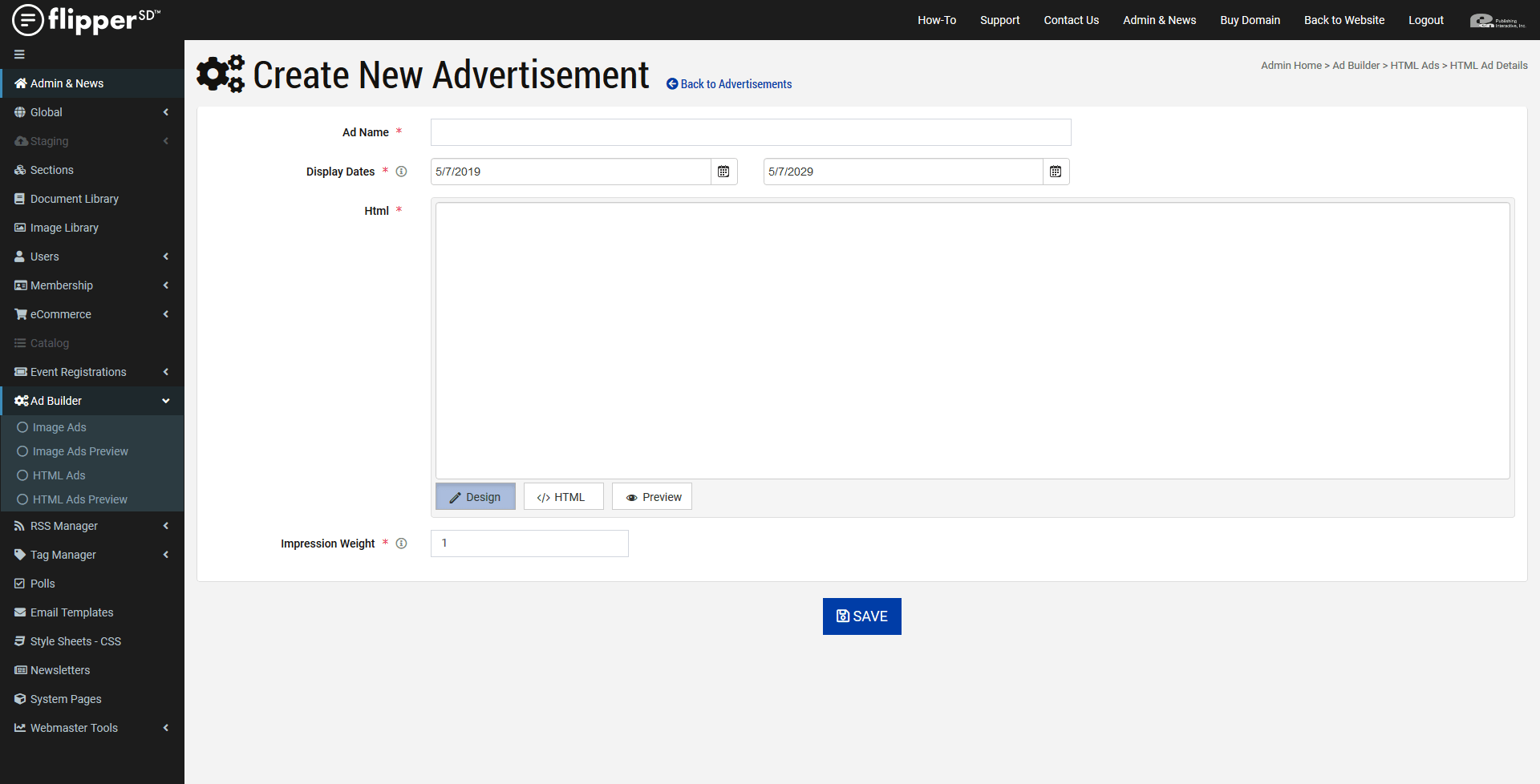 AdBuilder-Create New HTML Advertisement
